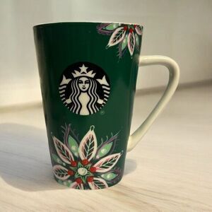 Starbucks Mermaid Siren Flower Floral Green Coffee Mug Tall 12 oz,‎ 2020 Cup